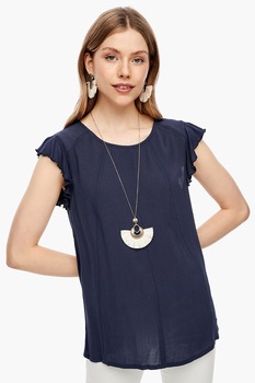 s.Oliver, Bluza din crep cu maneci scurte butterfly, Bleumarin inchis, XS s.Oliver, Bluza din crep cu maneci scurte butterfly, Bleumarin inchis, XS