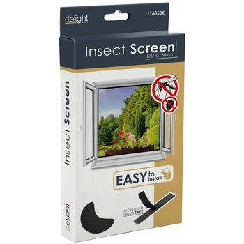 Plasa anti-tantari pentru ferestre Delight 11605BK, 130 x 130 cm, Negru Plasa anti-tantari pentru ferestre Delight 11605BK, 130 x 130 cm, Negru