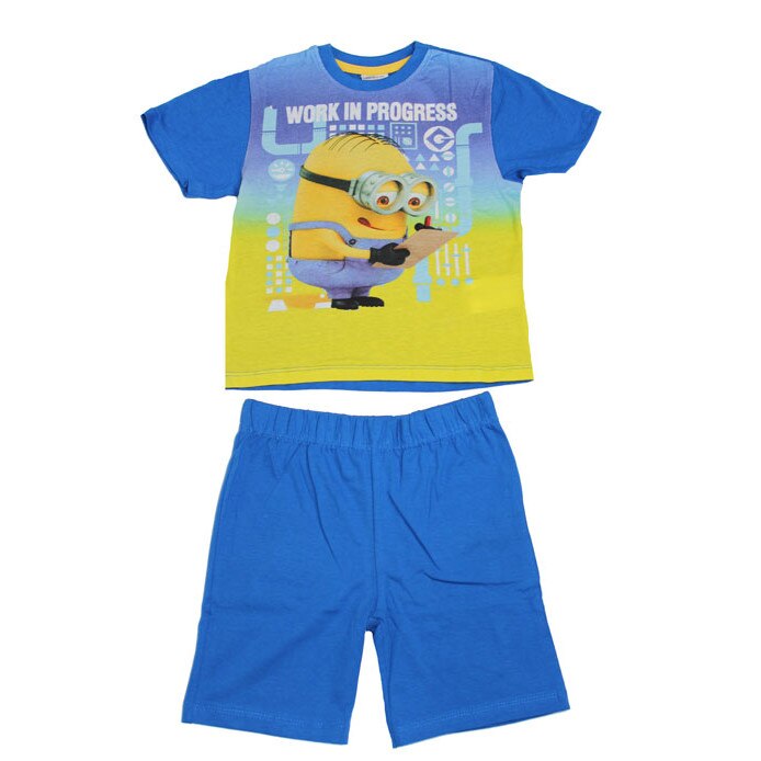 Pijama, maneca scurta, Work in progress, albastru