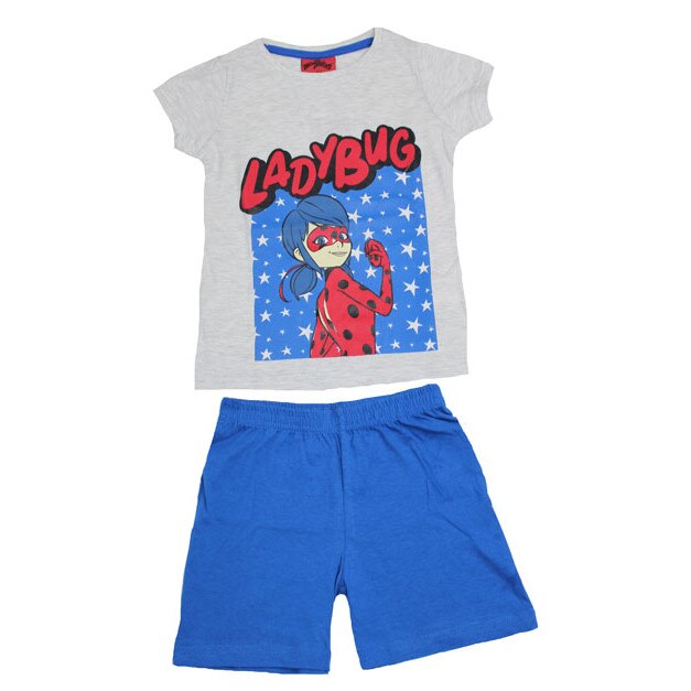 Pijama, maneca scurta, Ladybug, albastru