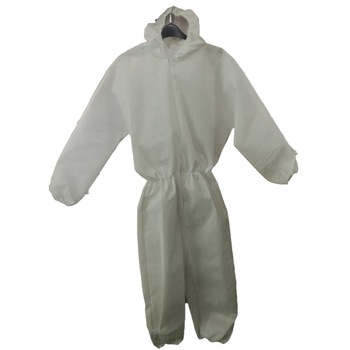 Set 4 combinezoane de unica folosinta din polipropilena cu gluga, Alb, Marime M Set 4 combinezoane de unica folosinta din polipropilena cu gluga, Alb, Marime M