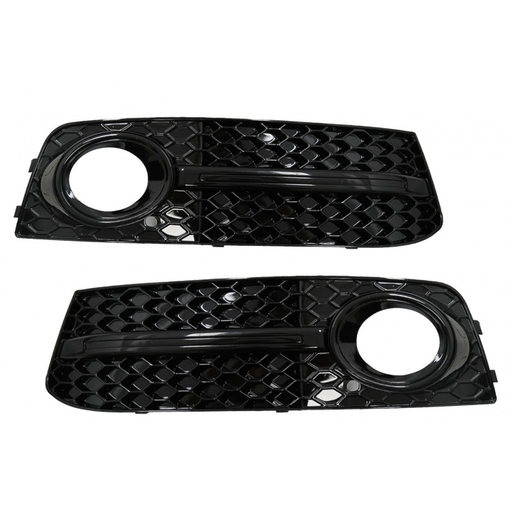 Grile Laterale Bara Fata compatibil cu AUDI A4 B8 8K 2007-2011 S4 Design Negru Lucios