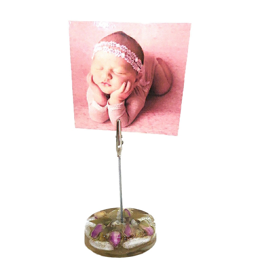 Suport foto/notice, Delirium, flori naturale, roz