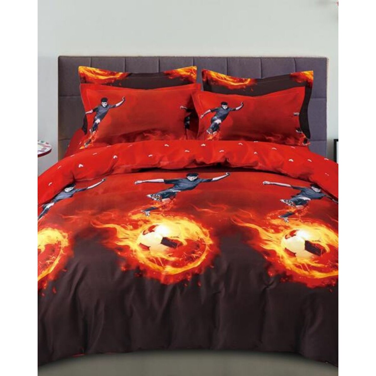 Set Lenjerie Finet Satinat Gros cu 2 Fete, 6 Piese, Pat 2 Persoane, Fire Strike