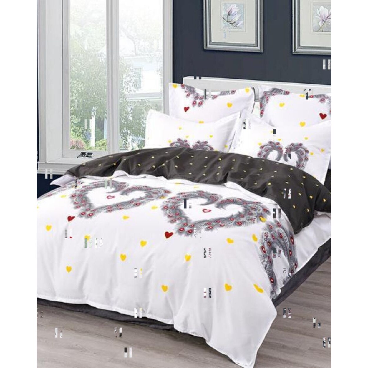 Set Lenjerie Finet Satinat Gros cu 2 Fete, 6 Piese, Pat 2 Persoane, Lisa