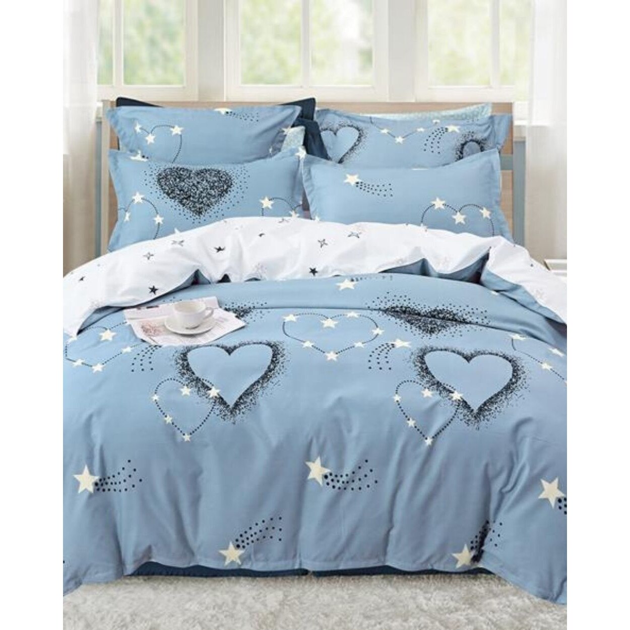 Set Lenjerie Finet Satinat Gros cu 2 Fete, 6 Piese, Pat 2 Persoane, Jennie