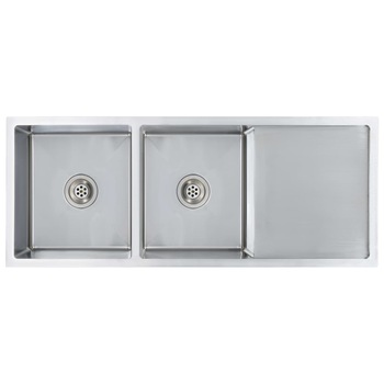 Chiuveta de bucatarie lucrata manual cu doua cuve cu sita vidaXL, Otel inoxidabil, 1115 x 440 x 200 mm, Argintiu Chiuveta de bucatarie lucrata manual cu doua cuve cu sita vidaXL, Otel inoxidabil, 1115 x 440 x 200 mm, Argintiu