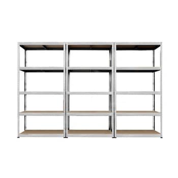 Raft TRIPLU metalic 5 polite MDF 180x270x50 cm, 100 kg/polita, STRATEGIC, montaj fara surub prin clipsare, cadru metalic, polite maro Raft TRIPLU metalic 5 polite MDF 180x270x50 cm, 100 kg/polita, STRATEGIC, montaj fara surub prin clipsare, cadru metalic, polite maro