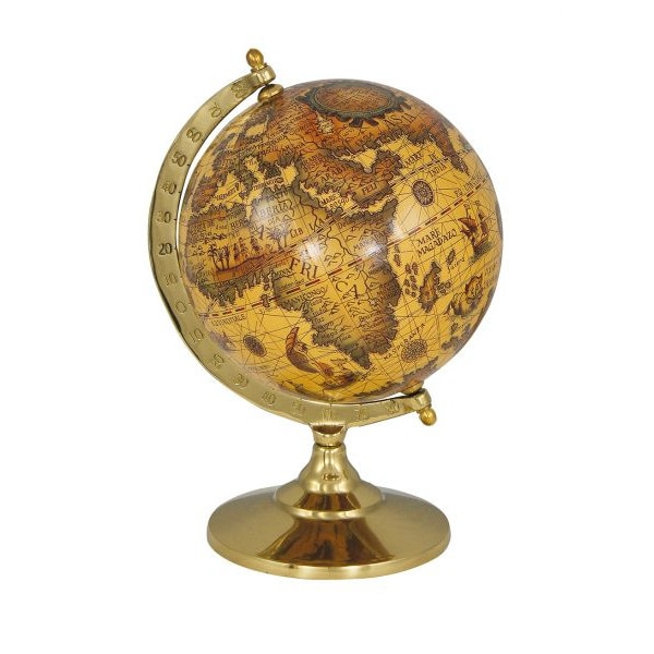 Glob terestru Sea Club, cadru alama lacuita, H 23cm