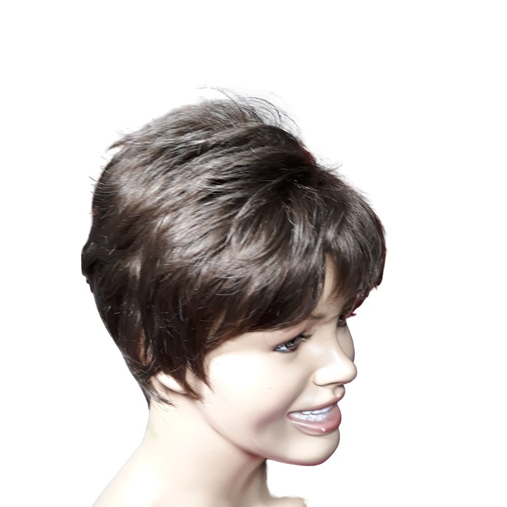 Peruca dama, fibra sintetica, cu aspect natural, saten, par scurt