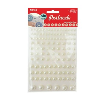 Perle Autoadezive DACO, Model Perlucele, Dimensiuni Variabile, Material Plastic, 120 Buc/Set, Culoare Alba Perle Autoadezive DACO, Model Perlucele, Dimensiuni Variabile, Material Plastic, 120 Buc/Set, Culoare Alba
