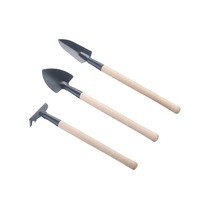 Set 3 unelte pentru gradinarit, Metal si lemn, Pentru plante de ghiveci, Negru/Crem
