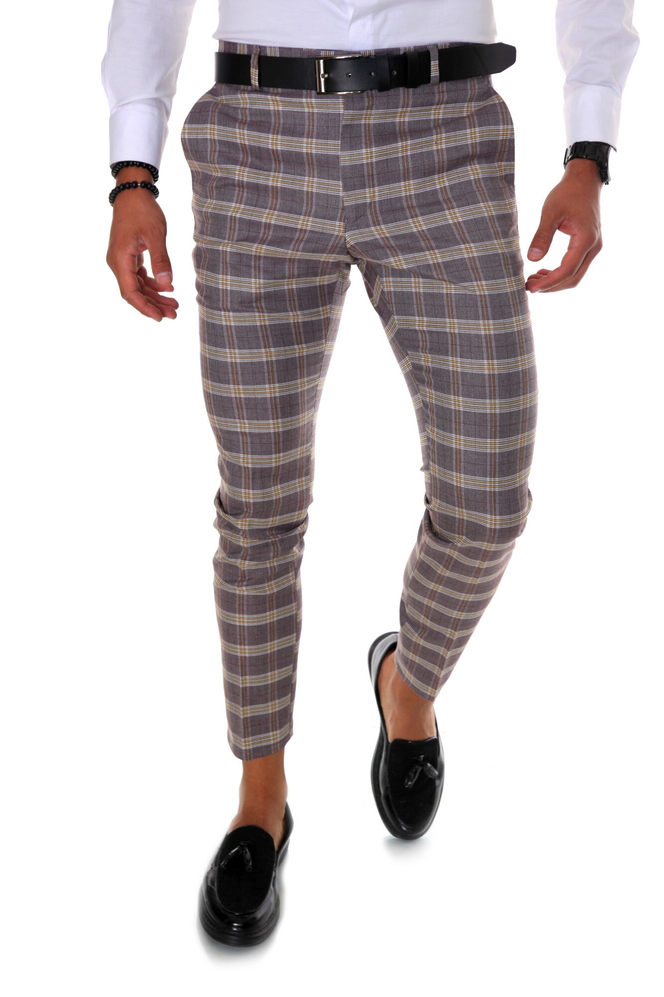 Pantaloni eleganti B1553, pentru barbati, slim fit, mov, Mov