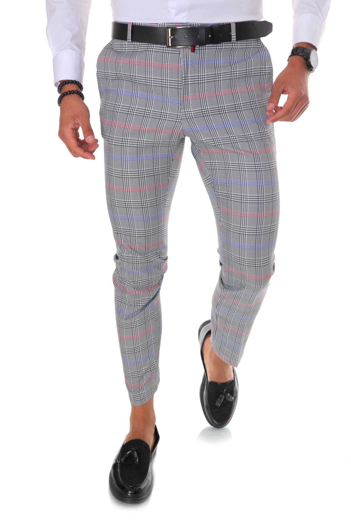 Pantaloni eleganti B1561, pentru barbati, slim fit, gri, Gri