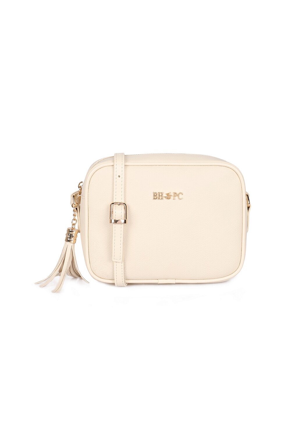 Beverly Hills Polo Club, Geanta crossbody din piele ecologica cu canaf, Crem