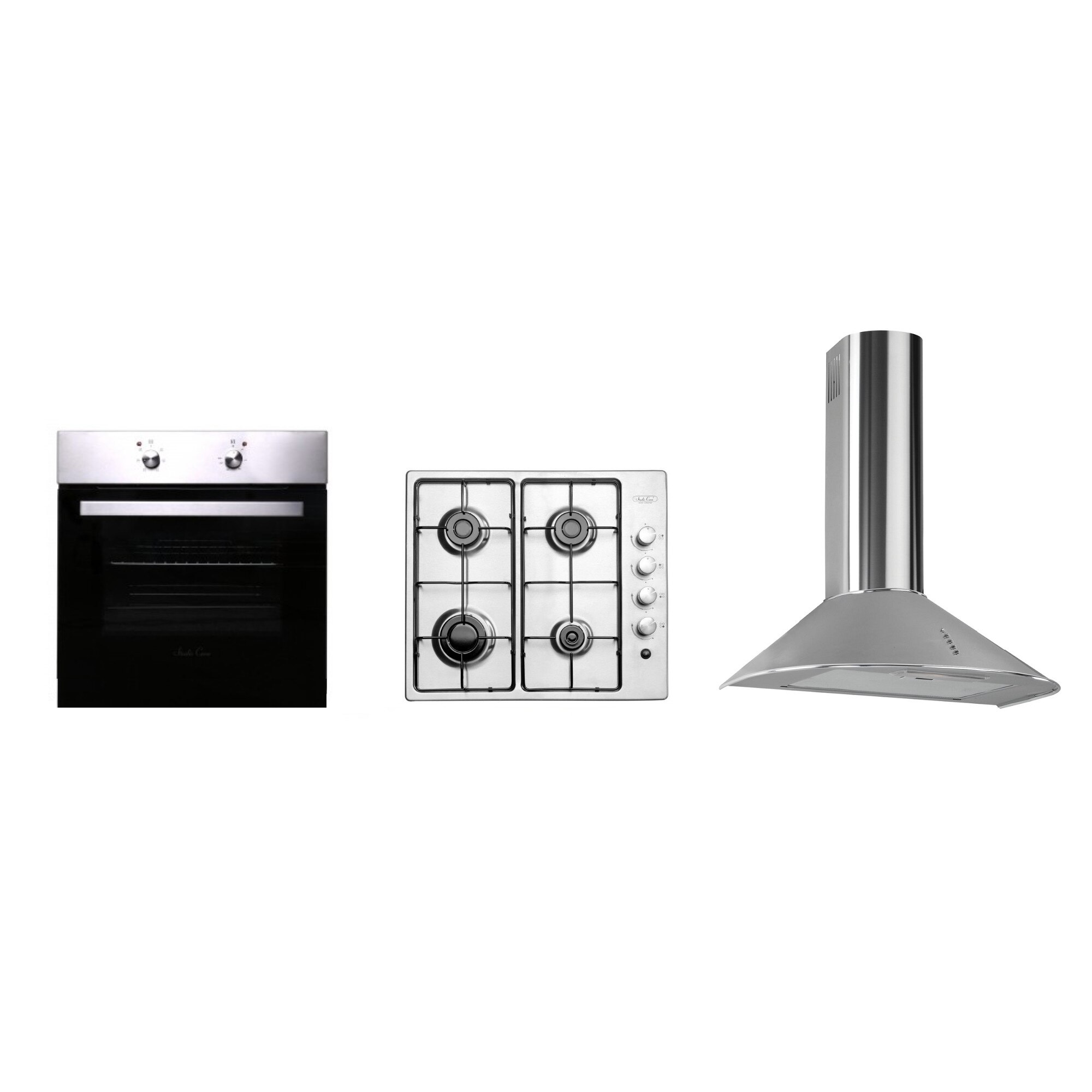 Pachet incorporabil Studio Casa SeMilano, Cuptor electric incorporabil FE606 X, 61 l, Clasa A, Inox + Plita incorporabila PG 60, Gaz, 4 arzatoare, Inox + Hota decorativa Tonda 60, Inox - eMAG.ro
