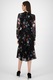 Ted Baker, Rochie midi cu pliuri si imprimeu floral, Negru/Albastru/Oranj, 1