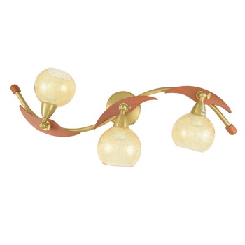 Plafoniera BUSSY LIGHTING 7002 lemn , Metal, finisaj bronz, E14 3x40W , 65x14cm / sticla ananas Plafoniera BUSSY LIGHTING 7002 lemn , Metal, finisaj bronz, E14 3x40W , 65x14cm / sticla ananas