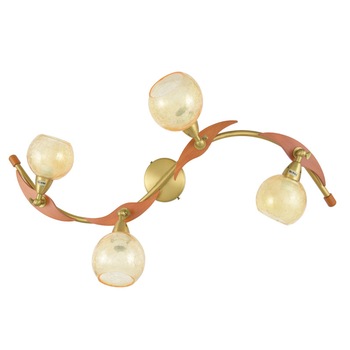 Plafoniera BUSSY LIGHTING 7002 lemn , Metal, finisaj bronz, E14 4x40W , 90x14cm / sticla ananas Plafoniera BUSSY LIGHTING 7002 lemn , Metal, finisaj bronz, E14 4x40W , 90x14cm / sticla ananas