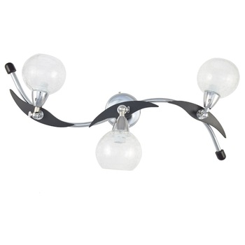 Plafoniera BUSSY LIGHTING 7002 3 brate, 3xE14, lemn venge, metal finisaj crom / sticla transparent Plafoniera BUSSY LIGHTING 7002 3 brate, 3xE14, lemn venge, metal finisaj crom / sticla transparent