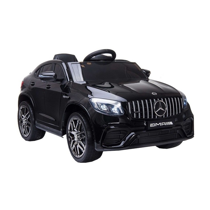 Masinuta Electrica pentru copiiMercedes GLC 63 AMG , Roti din Cauciuc EVA, 2-8 ani , usi cu deschidere , Baterie12V, 2 Viteze, lungime 115 cm, 2 motoare 390 W, Negru