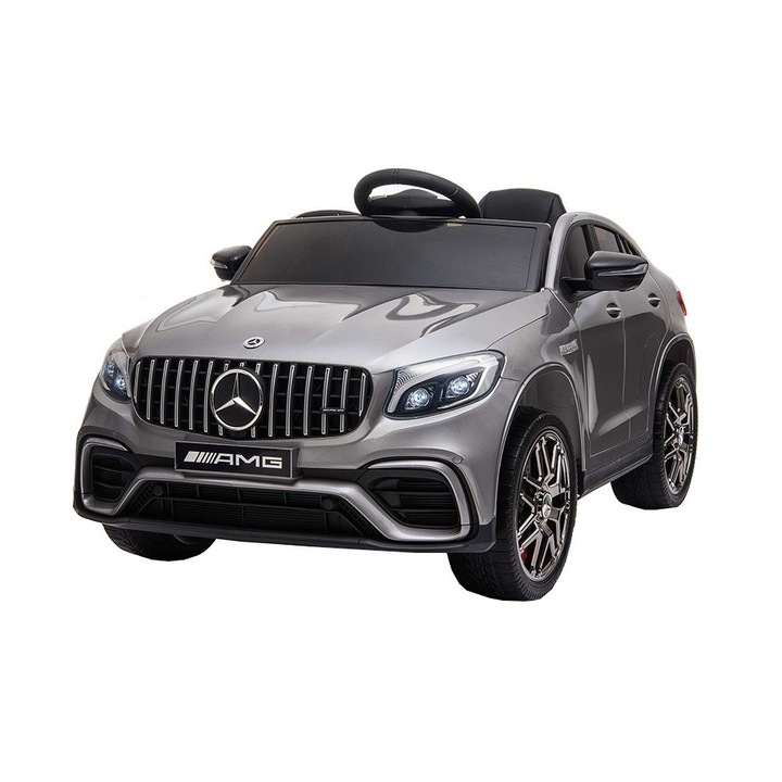 Masinuta Electrica pentru copii ,Mercedes GLC 63 AMG , Roti din Cauciuc EVA, 3-8 ani , usi cu deschidere , Baterie12V, 2 Viteze, lungime 115 cm, 2 motoare 390 W, Gri