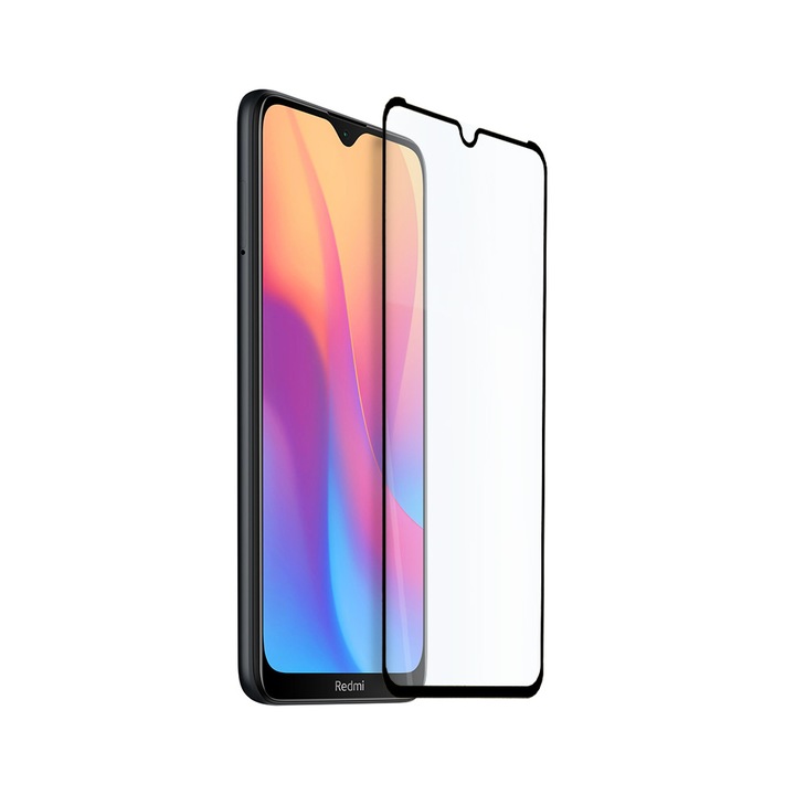 Protector de sticla Hicute pentru Xiaomi Redmi 8A, pentru Full Display, Full Glue, Full Cover, Negru