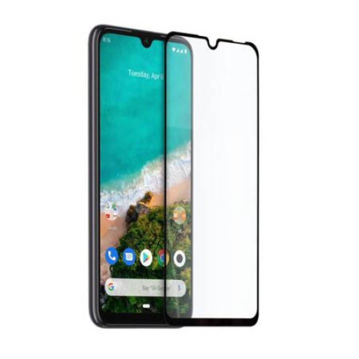 Иновативен Стъклен Протектор за Xiaomi Mi A3, Tempered Glass, Закалено стъкло, Черен