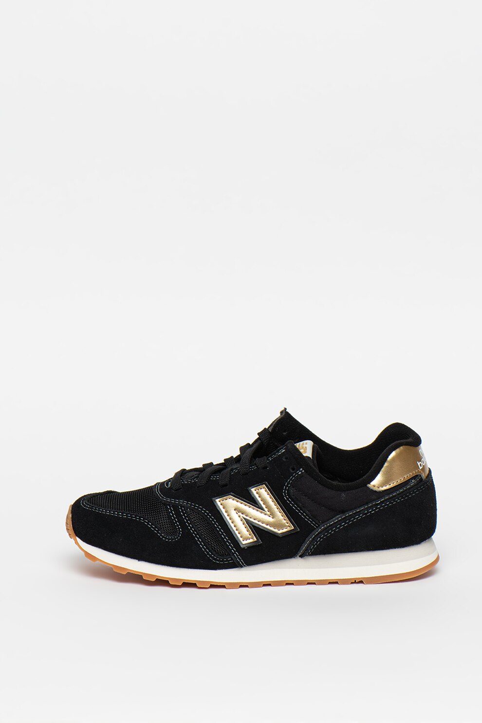 New Balance, Pantofi sport de piele intoarsa cu garnituri metalizate 373