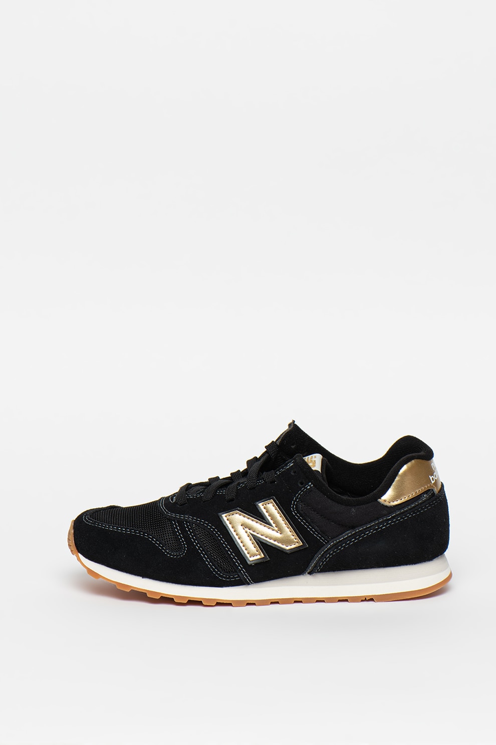 New Balance, Pantofi sport de piele intoarsa cu garnituri metalizate 373