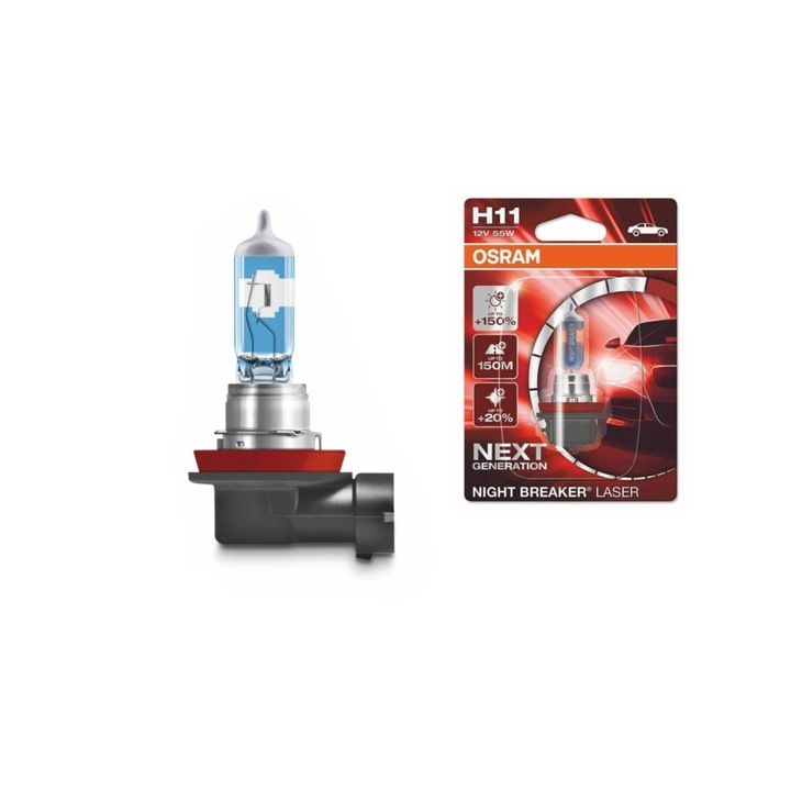 Крушка за фар Osram H11 Night Breaker Laser +150%, 12V, 55W, PGJ19-2, 1 брои