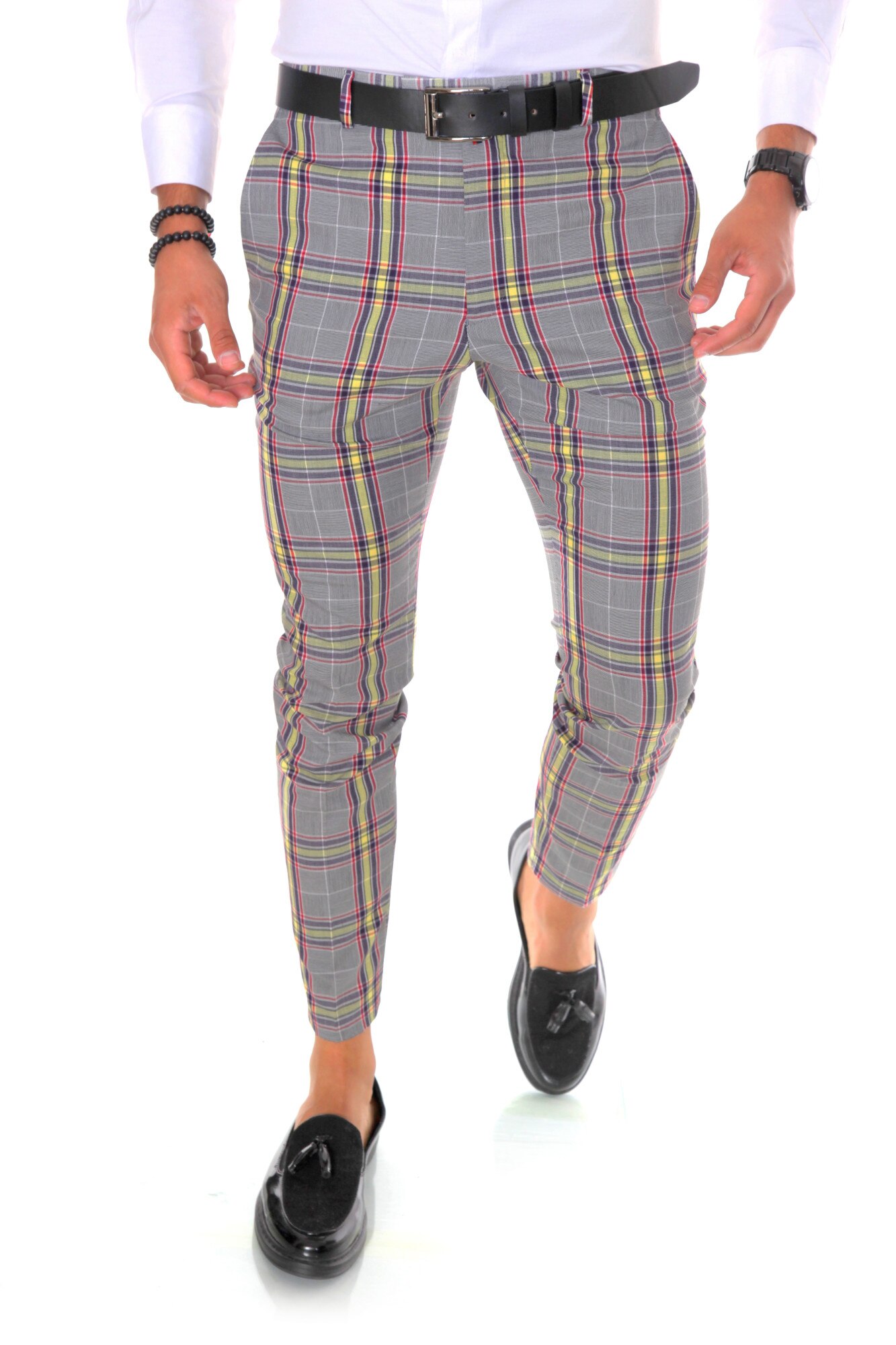 Pantaloni eleganti B1559, pentru barbati, slim fit, gri, Gri