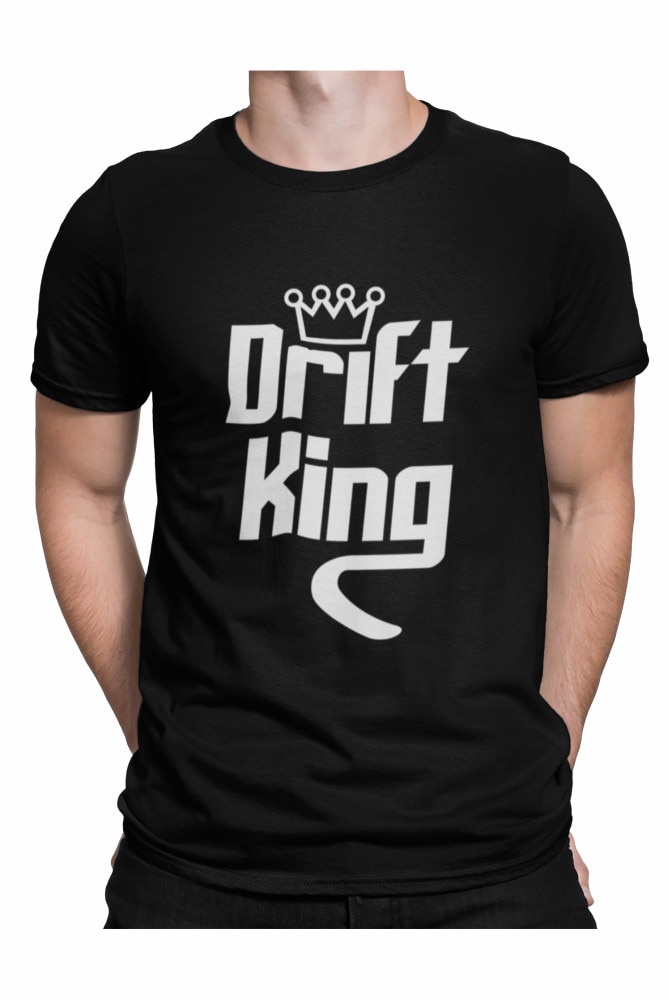 Tricou personalizat, auto, drift king, Negru, Negru