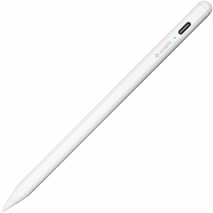 Стилус iPad Pen, Zoopie, Pen за таблет Apple iPad 2018-2022, Professional, Химикалки против надраскване, Функция за отхвърляне на дланта, Tilt, Lag-Free, Magnetic, USB-C, Бял
