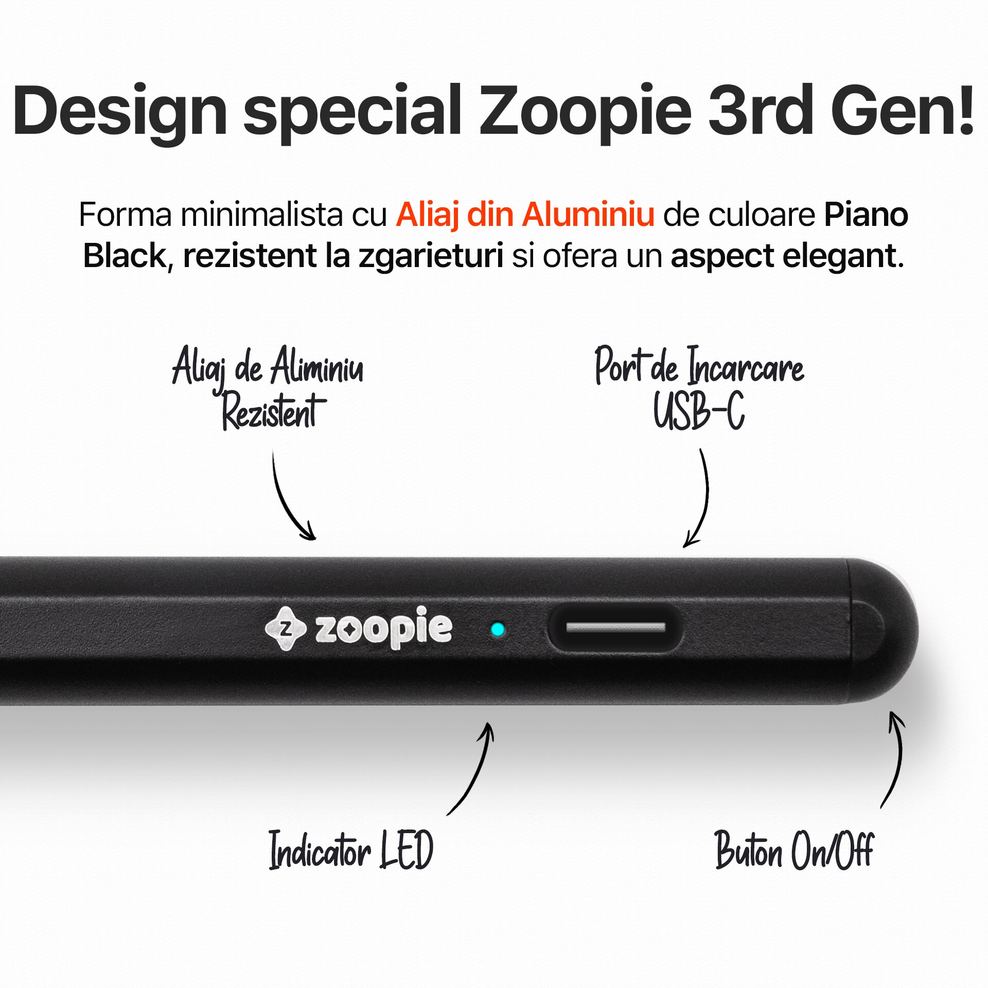 Stylus iPad Pen, Zoopie®, Pix pentru tableta iPad Apple 20182024