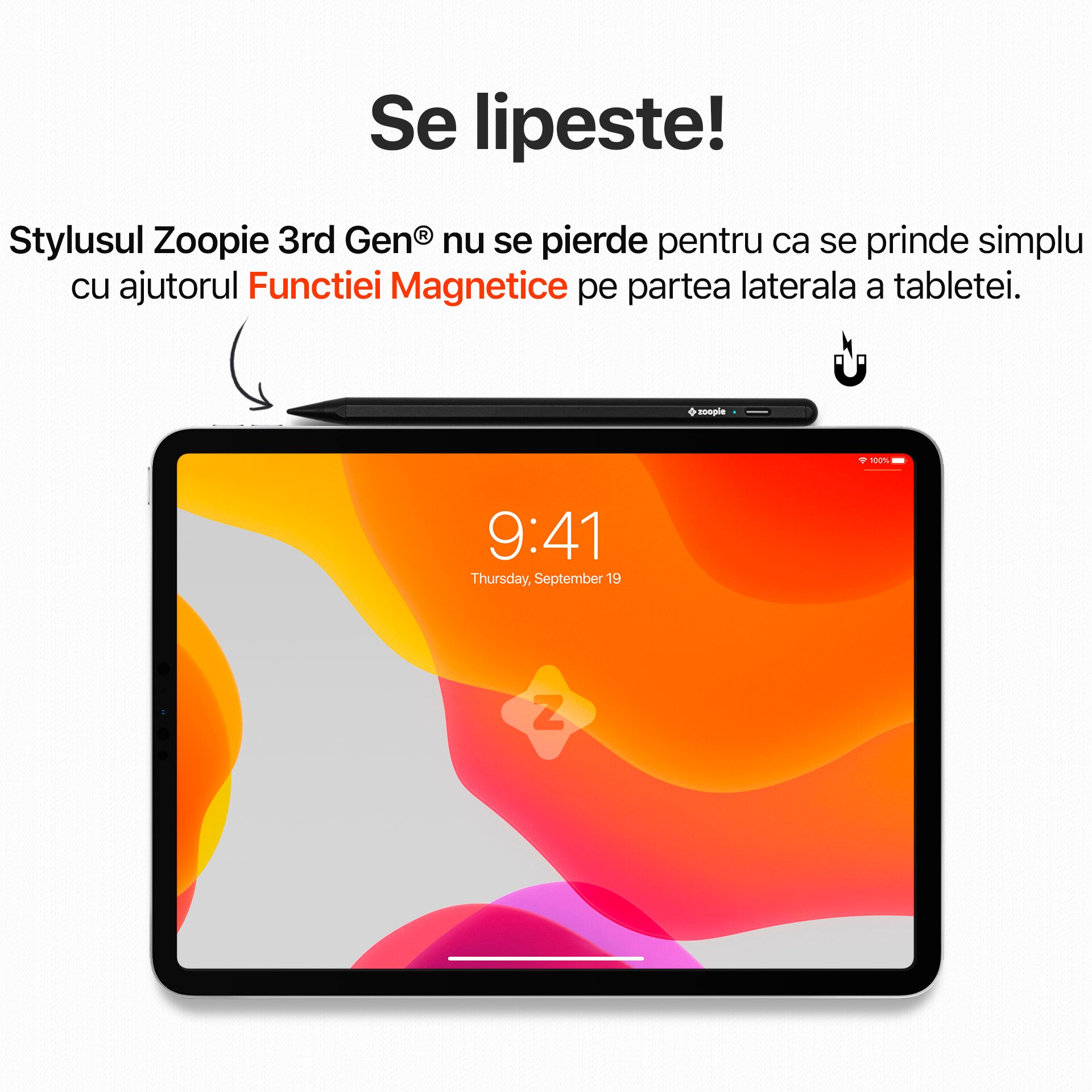 Stylus iPad Pen, Zoopie®, Pix pentru tableta iPad Apple 20182024