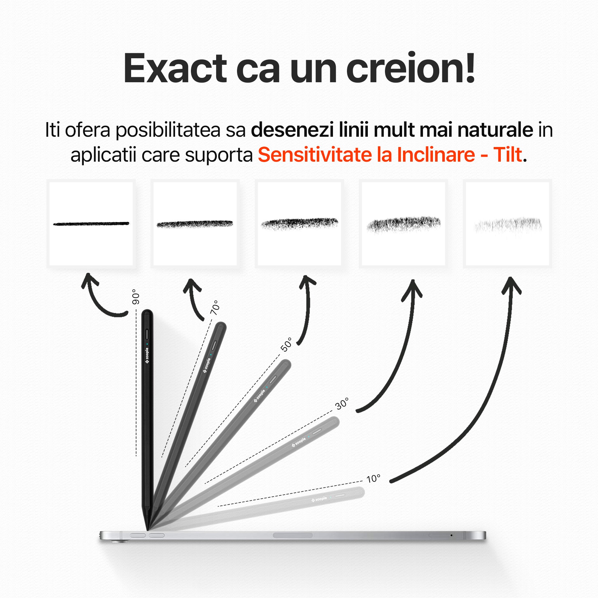 Stylus iPad Pen, Zoopie®, Pix pentru tableta iPad Apple 20182024