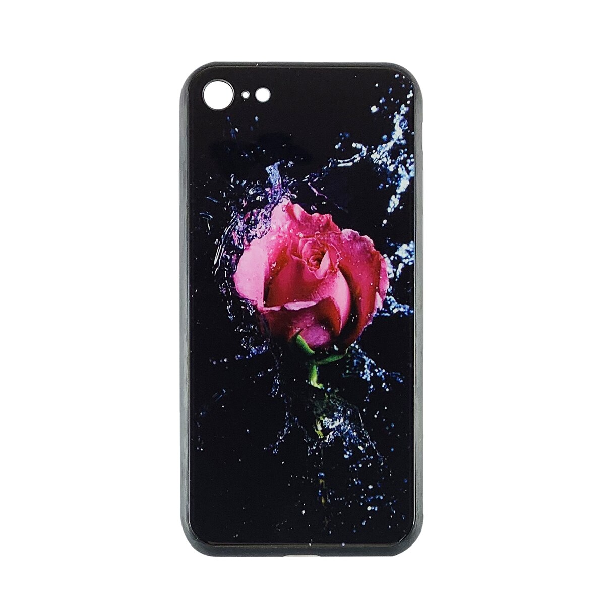 Husa Iphone SE 2 silicon cu sticla marmura trandafir Multicolor