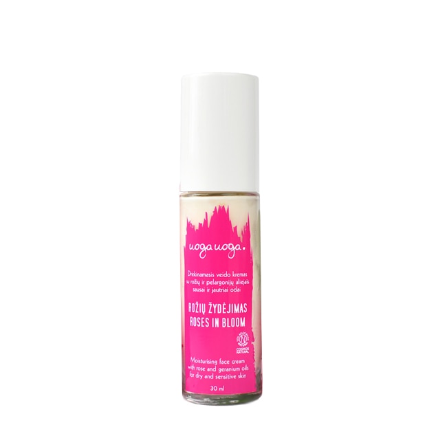 Crema pentru fata hidratanta naturala, vegana pentru pielea uscata si sensibila Roses in Bloom, Uoga Uoga, 30 ml