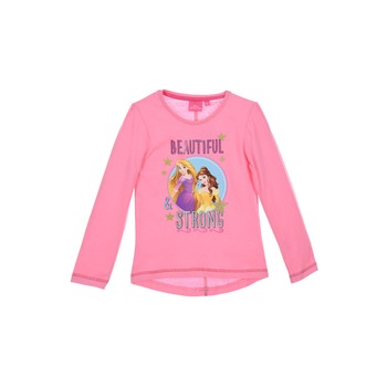 Bluza cu maneca lunga, bumbac, Printesele Disney, 5-6 ani, 114 cm, roz deschis Bluza cu maneca lunga, bumbac, Printesele Disney, 5-6 ani, 114 cm, roz deschis