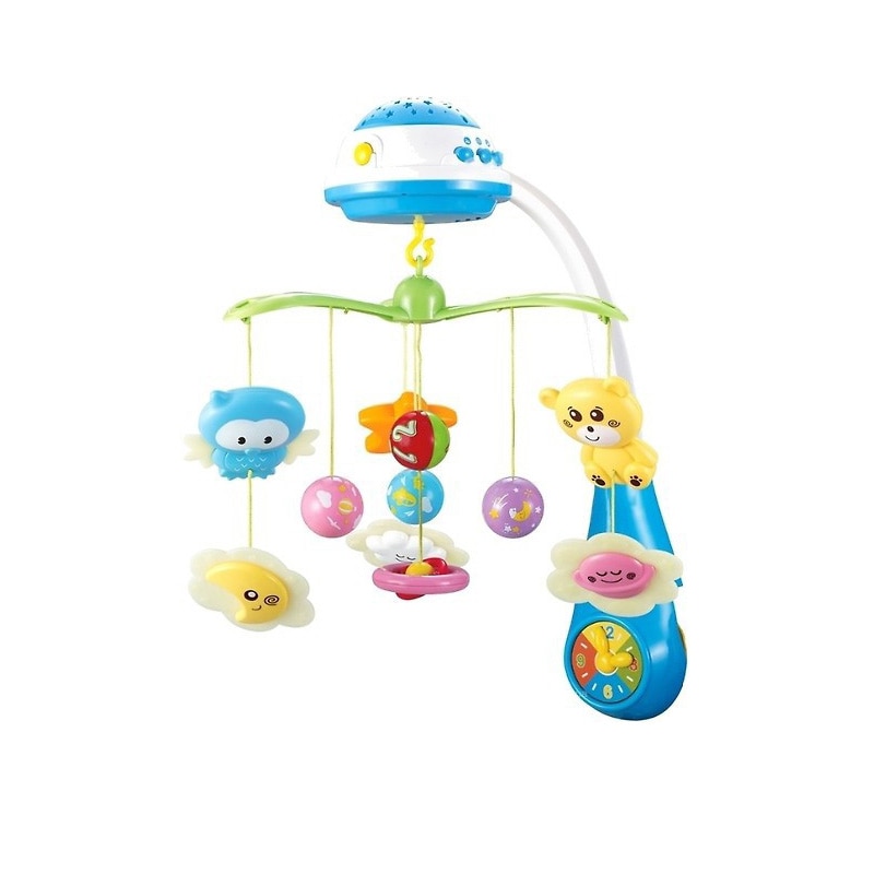 Carusel muzical cu proiectie BabyMix Ursuleti FS-35604A, Albastru