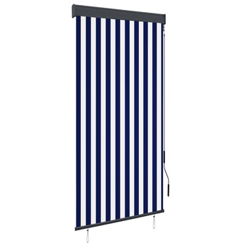 Jaluzea rulou de exterior, vidaXL, Textil, 100 x 250 cm, Alb/Albastru Jaluzea rulou de exterior, vidaXL, Textil, 100 x 250 cm, Alb/Albastru