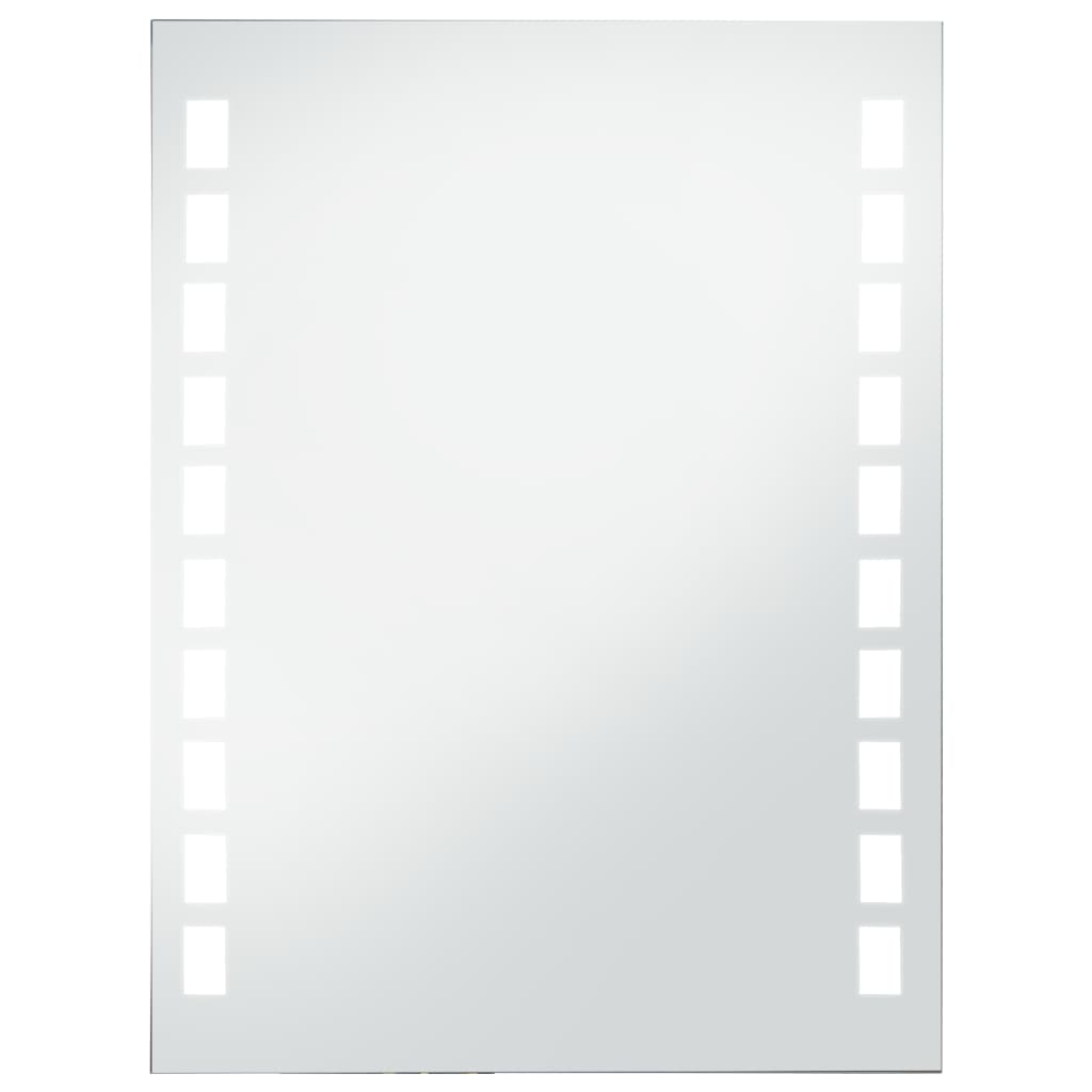 Oglinda cu LED de perete, vidaXL, Sticla, 60 x 80 cm, Argintiu