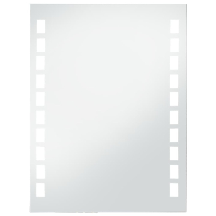 Огледало LED vidaXL, стъкло, сребристо, 60 x 80 см