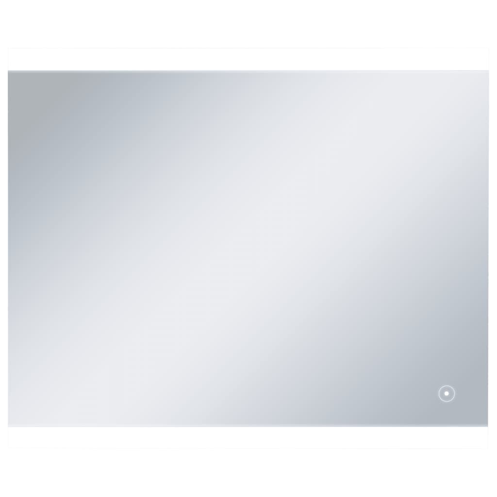 Oglinda de perete cu LED senzor tactil, vidaXL, Aluminiu, 60 x 50 cm, Argintiu