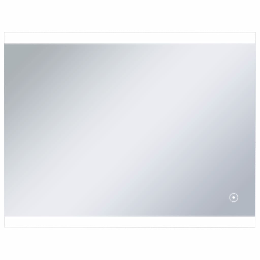 Oglinda de perete cu LED vidaXL, Aluminiu, 80 x 60 cm, Argintiu