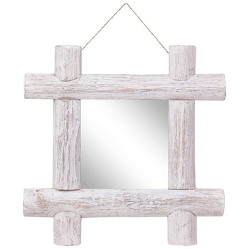 Oglinda vidaXL, cadru lemn-busteni, 50 x 5 x 0 cm, Alb Oglinda vidaXL, cadru lemn-busteni, 50 x 5 x 0 cm, Alb