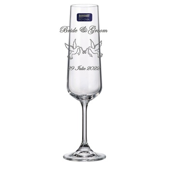 Set 2 Pahare de Sampanie Miri Personalizate din Cristal Bohemia cu Nume Data Porumbei Model 3 Set 2 Pahare de Sampanie Miri Personalizate din Cristal Bohemia cu Nume Data Porumbei Model 3