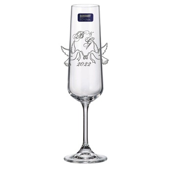 Set 2 Pahare de Sampanie Miri Personalizate din Cristal Bohemia cu Initiale Data Porumbei Set 2 Pahare de Sampanie Miri Personalizate din Cristal Bohemia cu Initiale Data Porumbei
