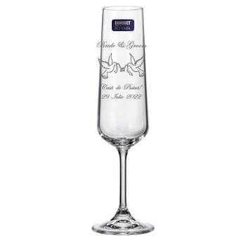 Set 2 Pahare de Sampanie Miri Personalizate din Cristal Bohemia cu Nume Data Porumbei Model 1 Set 2 Pahare de Sampanie Miri Personalizate din Cristal Bohemia cu Nume Data Porumbei Model 1